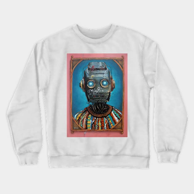 The Fashionista Robot | Bot Flex Rebel Bot: Futuristic street art robot illustration, graffiti android design Crewneck Sweatshirt by Tiger Picasso